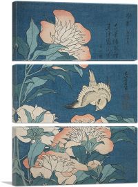 Peonies and Canary 1834-3-Panels-90x60x1.5 Thick