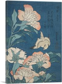 Peonies and Canary 1834-1-Panel-12x8x.75 Thick