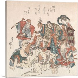 Seven Gods of Good Fortune 1808-1-Panel-26x26x.75 Thick