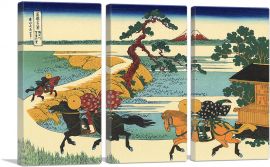 The Fields of Sekiya by the Sumida River 1823-3-Panels-60x40x1.5 Thick