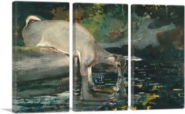 Deer Drinking 1892-3-Panels-60x40x1.5 Thick