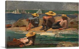 Children on the Beach Watching the Tide Go Out 1873-1-Panel-12x8x.75 Thick
