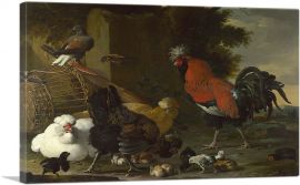 Yard with Rooster and Hens and Chicks 1670-1-Panel-26x18x1.5 Thick