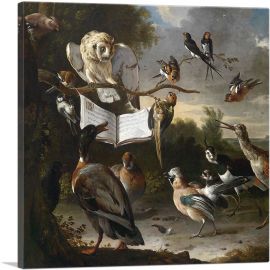 Duck, Parrot and Owl with Music Notebook-1-Panel-36x36x1.5 Thick