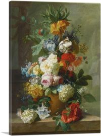 Still Life Of Flowers In a Vase On a Marble Ledge-1-Panel-12x8x.75 Thick