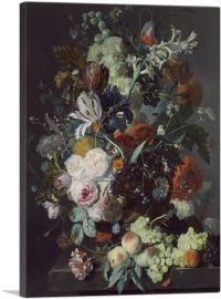 Still Life With Flowers And Fruit 1715-1-Panel-12x8x.75 Thick