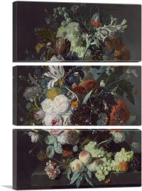 Still Life With Flowers And Fruit 1715-3-Panels-60x40x1.5 Thick