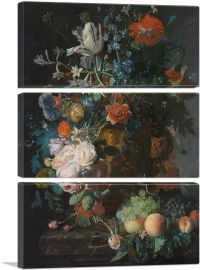 Still Life With Flowers And Fruits 1700-3-Panels-90x60x1.5 Thick
