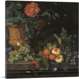 Terracotta Vase With Flowers And Fruits-1-Panel-18x18x1.5 Thick
