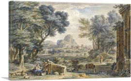 Arcadian Landscape The Rest On The Flght Into Egypt 1734-1-Panel-18x12x1.5 Thick