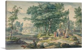 Arcadian Landscape With Figures Making Music-1-Panel-12x8x.75 Thick