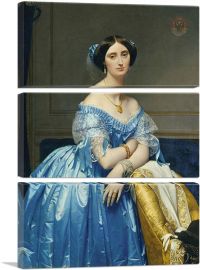 Portrait Of The Princesse De Broglie 1853-3-Panels-60x40x1.5 Thick