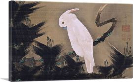 White Cockatoo on a Pine Branch-1-Panel-60x40x1.5 Thick