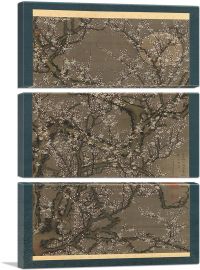White Plum Blossoms and Moon 1755-3-Panels-90x60x1.5 Thick