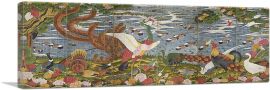 Animals in the Flower Garden - Left-Hand Screen-1-Panel-36x12x1.5 Thick