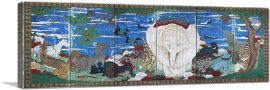 Birds, Animals, and Flowering Plants in Imaginary Scene-1-Panel-60x20x1.5 Thick