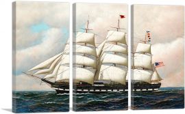 The Great Western of the Black Ball Line at Sea Under Full Sail-3-Panels-90x60x1.5 Thick