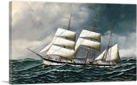 The Norwegian Bark Friedig at Sea Under Reduced Sail 1903-1-Panel-26x18x1.5 Thick