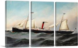The S.S. Oevenum at Sea-3-Panels-90x60x1.5 Thick