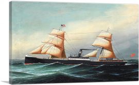 A British Sail and Steam Vessel at Sea-1-Panel-40x26x1.5 Thick