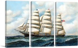 The Ship Young America at Sea 1915-3-Panels-90x60x1.5 Thick