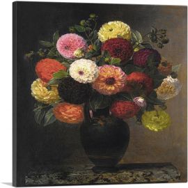 Still Life With Dahlias 1840-1-Panel-26x26x.75 Thick