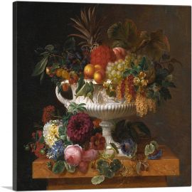 Urn Gooseberries Apricots Currents Cherries Peaches Pineapple Flower 1838-1-Panel-18x18x1.5 Thick