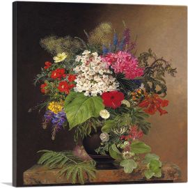 Convulvulus Lupins Speedwell And Fuschia In a Vase 1833-1-Panel-12x12x1.5 Thick
