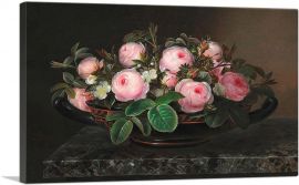 Pink Roses In a Greek Bowl 1844-1-Panel-18x12x1.5 Thick