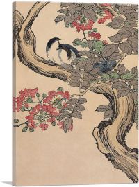 Three Brids On a Branch 1892-1-Panel-26x18x1.5 Thick