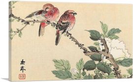 Illustration Of Two Red Birds And White Flower 1892-1-Panel-12x8x.75 Thick