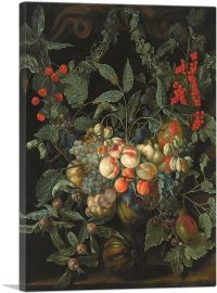 Still Life Peaches Pears Melons Plums Apricots Grapes Apples Berries Cherries-1-Panel-12x8x.75 Thick