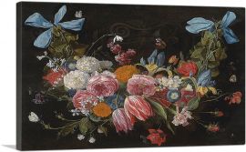 A Swag Of Flowers Fixed With The Blue Ribbons-1-Panel-26x18x1.5 Thick