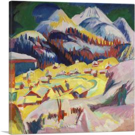 Frauenkirch im Winter 1919-1-Panel-18x18x1.5 Thick