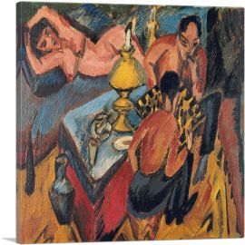 Heckel and Mueller Playing Chess 1913-1-Panel-26x26x.75 Thick