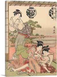 Two Geisha Struggling For a Letter-1-Panel-12x8x.75 Thick