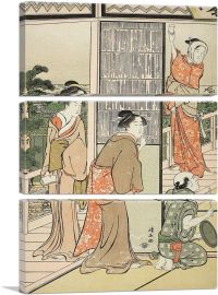 A Party In The Shinagawa Pleasure Quarters-3-Panels-90x60x1.5 Thick