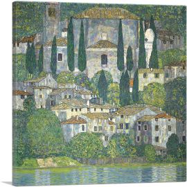 Church in Cassone - Landscape with Cypresses 1913-1-Panel-12x12x1.5 Thick