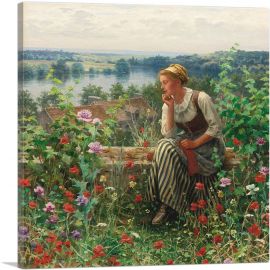 Normandy Girl Sitting In a Garden-1-Panel-18x18x1.5 Thick