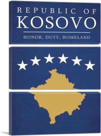 Republic of Kosovo Honor Duty Homeland Motto-3-Panels-90x60x1.5 Thick