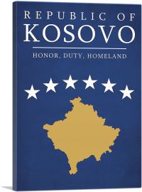 Republic of Kosovo Honor Duty Homeland Motto-1-Panel-26x18x1.5 Thick