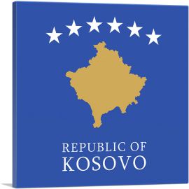 Republic of Kosovo Flag Square-1-Panel-18x18x1.5 Thick