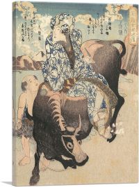Woman with a Pipe Riding on a Buffalo-1-Panel-40x26x1.5 Thick