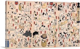 Cats From Fifty-Three Stations of the Tokaido-1-Panel-26x18x1.5 Thick