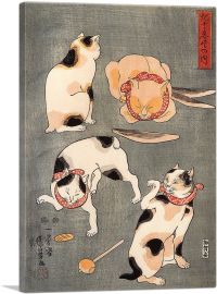 Four Cats in Different Poses-1-Panel-40x26x1.5 Thick