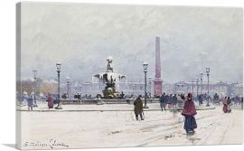 The Place Of Concorde Under Snow In Paris