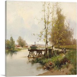The Pond At The Edge Of The Village-1-Panel-12x12x1.5 Thick