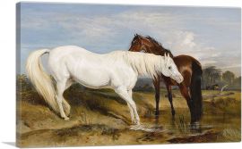 Portrait of an Arab Mare With Her Foal 1825-1-Panel-18x12x1.5 Thick