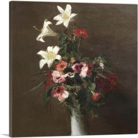 Flowers In a Porcelain Vase 1863-1-Panel-18x18x1.5 Thick