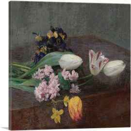 Jacinths Tulips And Thoughts Posed On Table 1871-1-Panel-26x26x.75 Thick